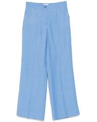 P.A.R.O.S.H. - P.A.R.O..H. ,Broeken ,Blauw ,Linnen Wijde Broek - Lyst