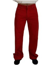 Dolce & Gabbana - Rote baumwoll straight fit denim jeans - Lyst