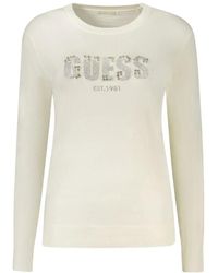 Guess - Weiße Bestickter Damen Pullover - Lyst
