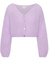 American Dreams - Truien & Vesten ,Paars ,Wol Cropped Mohair Cardigan - Lyst