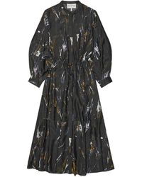 Munthe - Kleedjes ,Veelkleurig ,Polyester Zwarte Jurk Met Abstracte Print - Lyst