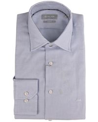 Michael Kors - Overhemden ,Blauw ,Katoen Katoenen Slim Fit Overhemd Micro Patroon - Lyst