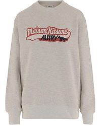 Autry - Hoodies & Sweatvesten ,Grijs ,Katoen Grijze Katoenen Logo Print Sweatshirt - Lyst