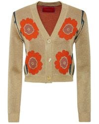 La DoubleJ - Truien & Vesten ,Wol Glinsterend Gouden Cardigan Met V-Hals - Lyst