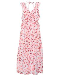 Cream - Lange Roze Rode Bloem Jurk - Lyst