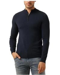 Pure Path - Truien & Vesten ,Blauw ,Essential Knit Halfzip Sweater - Lyst