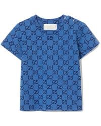 Gucci - Blauer Allover Gg Print Kinder T-Shirt - Lyst
