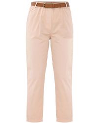 Kocca - Pantaloni in cotone taglio dritto con fascia in vita elastica e cintura con fibbia - Lyst