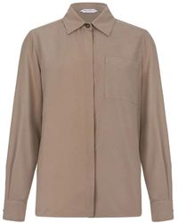 Max Mara - Overhemden ,Bruin ,Siamese Silk Canvas Shirt - Lyst