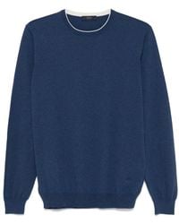 Fay - Blauer Baumwoll Rundhals Pullover - Lyst