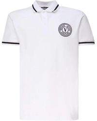 Versace - Weiße polo mit v-emblem logo - Lyst