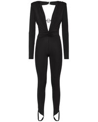 Philipp Plein - Jumpsuits & Playsuits ,Zwart ,Polyester Shoulder Padded Jumpsuit - Lyst