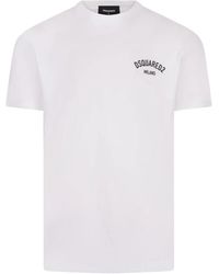 DSquared² - Weißes baumwoll-t-shirt mit aufdruck - Lyst