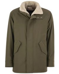 Herno - Jassen ,Groen ,Jas Met Hoge Kraag En Shearling-Effect - Lyst