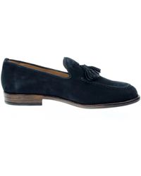 Antica Cuoieria - Blaue Wildleder Mokassins Mit Quasten - Lyst