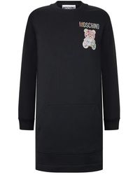 Moschino - Minimalistische Sweaterjurk Met Teddybeerprint - Lyst