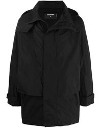 DSquared² - Jassen ,Zwart ,Nylon Windbreaker Jas Met Capuchon En Logo - Lyst