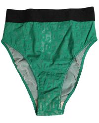 Dolce & Gabbana - Ondergoed ,Groen ,Katoen Groene Kant Hoge Slip Ondergoed - Lyst