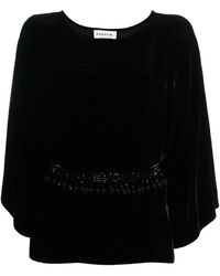 P.A.R.O.S.H. - P.A.R.O..H. ,Overhemden ,Zwart ,Zwarte Blouse 013 - Lyst