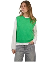 American Vintage - Truien & Vesten ,Groen ,Wol Mouwloze Gebreide Trui Met Ronde Hals - Lyst