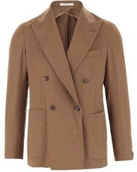 Tagliatore - Jassen ,Bruin ,Wol Camel Wool Double-Breasted Jacket - Lyst