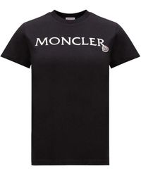 Moncler - T -shirt Met Geborduurd Logo - Lyst