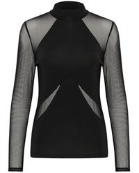 Karen By Simonsen - Mesh top mit langen ärmeln und hohem kragen - Lyst