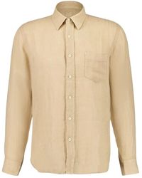 120% Lino - Overhemden ,Linnen Amandel Linnen Overhemd Lange Mouwen - Lyst