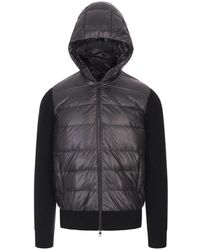 Moncler - Zwarte Wollen Trui Met Ganzendons - Lyst