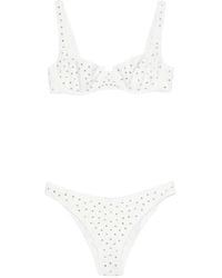 Oséree - Badmode ,Wit ,Tweed Bikini Met Bewerkte Edelstenen En Beugel - Lyst