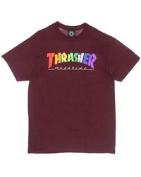 Thrasher - Tops ,Bruin ,Katoen Regenboog Tee T-Shirt - Lyst