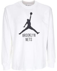 Nike - Fitness ,Wit ,Katoen Nba Essentials T-Shirt Met Lange Mouwen Van - Lyst