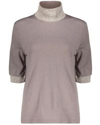 Herno - Short-Sleeve High-Collar Blouse - Lyst