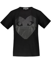 Comme des Garçons - Schwarzes t-shirt mit kurzem ärmel und schwarzem herzdruck - Lyst