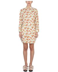 Marni - Kleedjes ,Veelkleurig ,Katoen Mini-Jurk Met Bloemenprint - Lyst