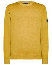 Peuterey - Truien & Vesten ,Geel ,Wol Gebreide Wollen Trui Met Acid Wash - Lyst