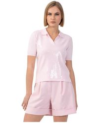 Kocca - Truien & Vesten ,Roze ,Pailletten Elegante T-Shirt Met Korte Mouwen Voor Elke Gelegenheid - Lyst