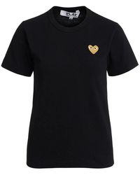 COMME DES GARÇONS PLAY - Camiseta negra con parche de corazón dorado - Lyst