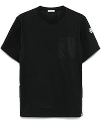 Moncler - Tops ,Zwart ,Katoen T-Shirt Met Zakdetail - Lyst