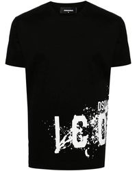 DSquared² - Icon print schwarzes t-shirt,schwarzes logo print crew neck t-shirt - Lyst