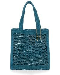 Chloé - Blaue Summer Banana Tote Tasche Mit Logo-Stickerei Und Charme - Lyst