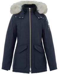 Moose Knuckles - Jassen ,Blauw ,Katoen Field Jacket Con Collo Pelliccia - Lyst