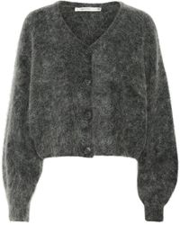 Gestuz - Truien & Vesten ,Grijs ,Wol Gezellige Vest Met Pofmouwen - Lyst