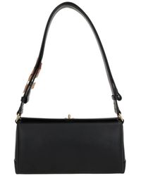 Plan C - Borsa a spalla in pelle nera con twist-lock - Lyst