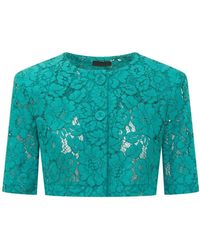 Pinko - Jassen ,Groen ,Katoen Lace Spencer Jacket - Lyst