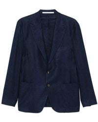 Eleventy - Jassen ,Blauw ,Wol Linnen Wol Zijde Blazer - Lyst