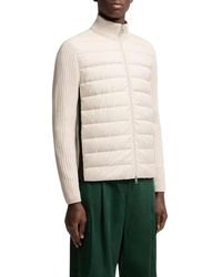 Moncler - Jassen ,Leer Vest Met Gewatteerde Voorkant - Lyst