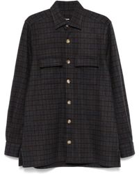 Kiton - Overhemden ,Bruin ,Wol Bruin Flanellen Overhemd Met Borstzakken - Lyst
