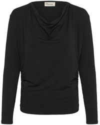 My Essential Wardrobe - Overhemden ,Zwart ,Elegante Waterfall Blouse Zwart - Lyst