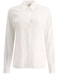 Aspesi - Overhemden ,Wit ,Linnen Witte Linnen Slim Fit Overhemd - Lyst